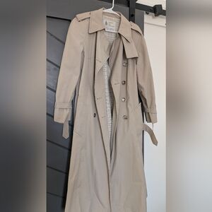 Vintage London Fog Khaki Trench Coat Size 12 Classic Plaid Lined Raincoat